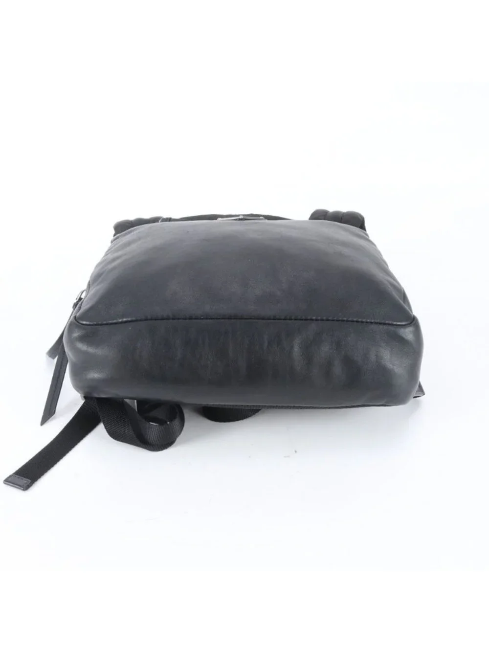 Prada White Tag Triangle Logo Leather Backpack Business